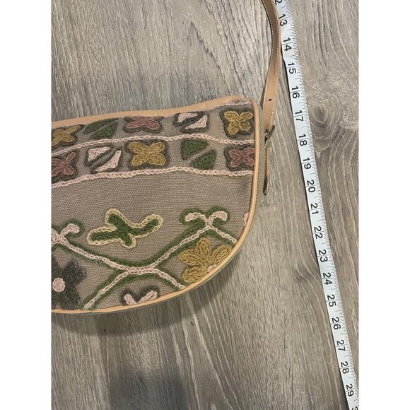 Crewel Embroidered Small Crossbody Zip Closure Handbag - Picture 7 of 10